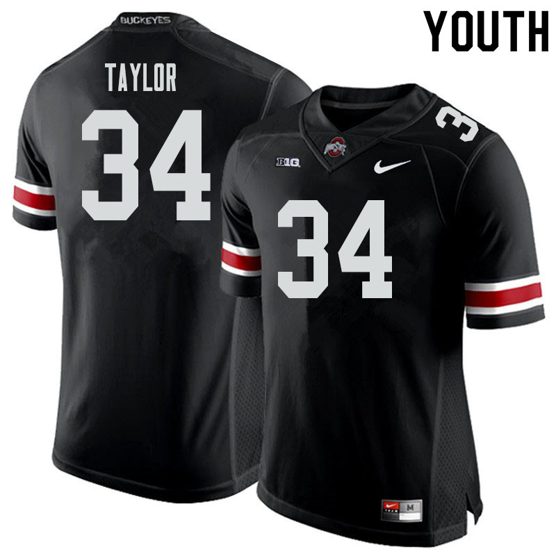 Ohio State Buckeyes Alec Taylor Youth #34 Black Authentic Stitched College Football Jersey